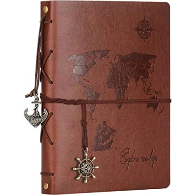 Image of ZEEYUAN Photo Album Scrapbook World Map DIY Scrap Book Leather 60 Pages Vintage Memory for Birthday Valentines Anniversary