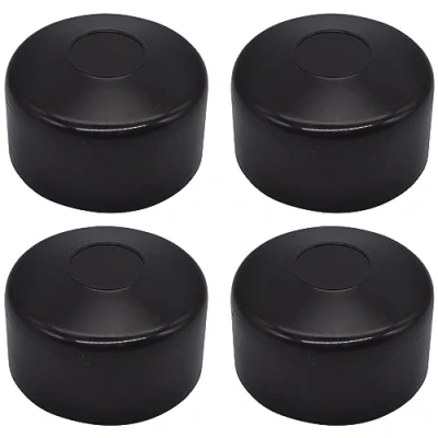 Image of SKIR&#039;CO (4 pcs) Fence Post Caps, Round 60 mm Black Plastic Caps for Posts, Covers, RAL 9005 Colour