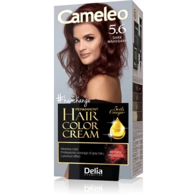 Image of Cameleo Permanent Hair Colour Cream Dark Mahogany Intensive Color &amp; Protection 5 Oils + Omega Plus Acids Professional, Luxurious Dye Full Kit