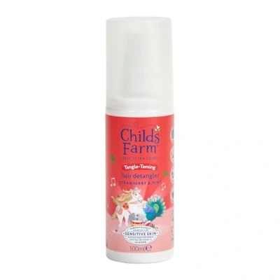 Image of Childs Farm Tangle Taming Hair Detangler Spray, Heat Styling Protector, Strawberry and Mint, Children, Kids, 100ml