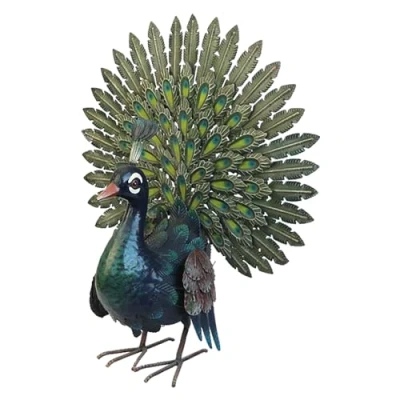 Image of Primus Small Metal Displaying Peacock, Multicolor, Size: 47cm x 40cm 20cm