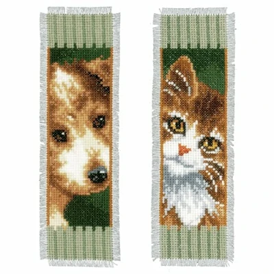 Image of Vervaco Bookmarks CAT and Dog AIDA Set of 2