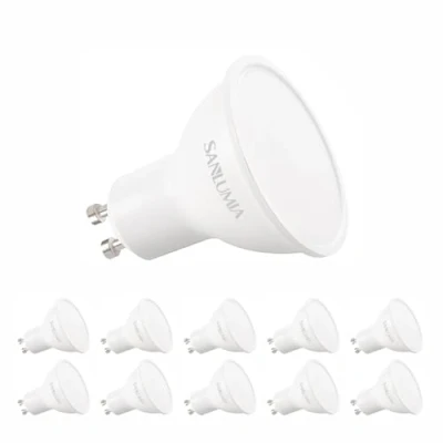 Image of sanlumia 10 X 8.6W GU10 LED Spotlight Bulbs 880lm 100 Degree Beam Angle Light Bulb Non Dimmable 100W Halogen Equivalen Cool White 6400K