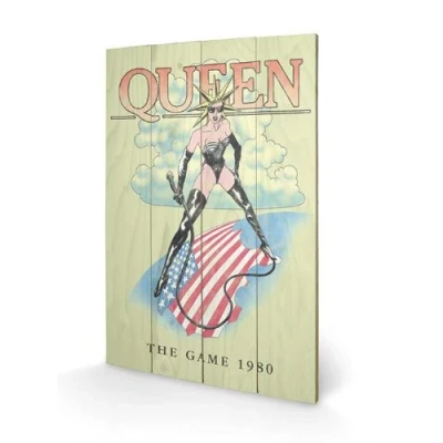 Image of Pyramid International Queen The Game 1980 Wood Print 40 x 59cm, Multi Colour, 59 1.3 cm