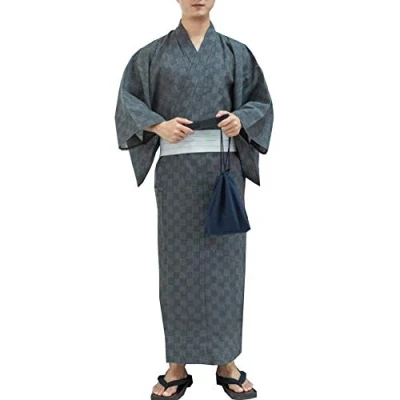 Image of Fancy Pumpkin Men&#039;s Japanese Yukata Kimono Home Robe Pajamas Dressing Gown Size L D1