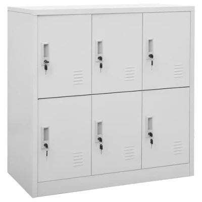 Image of Susany Locker Cabinet, Office Workplace Metal Cabinet Storage Bathroom Shelf, Organiser, With 6 Lockers, Light Grey 90x45x92.5 cm Steel