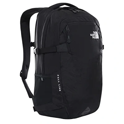 Image of THE NORTH FACE Fall Line Backpack Reflective for School, Work and Travel with Fleece Lined Laptop Sleeve TNF Black