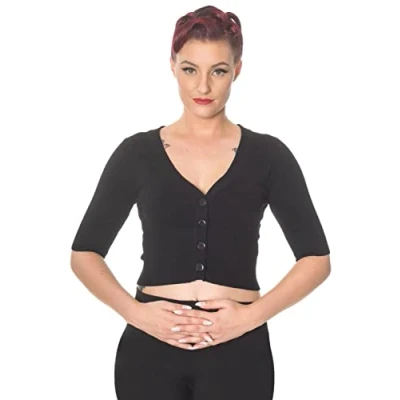 Image of Banned Overload Womens Vintage Retro Cardigan 7 Colours Black/UK 16