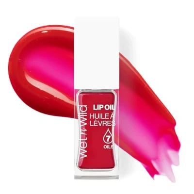 Image of Wet n Wild Tinted Lip Oil, Nourishing &amp; Non Sticky Red Gloss Powered by 7 Natural Oils, Lightweight Formula for Mirror Like Glow Effect, Heart Rate Shade