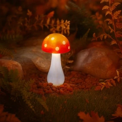 Image of Garden Mile Red Button Mushroom Light Ornament Outside Pathway Lighting Lights Outdoor Durable Solar Powered Waterproof for Patio Yard Flowerbed