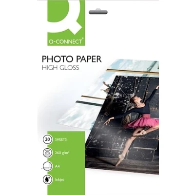 Image of Q Connect A4 White High Gloss Photo Paper 260gsm (Pack of 20)
