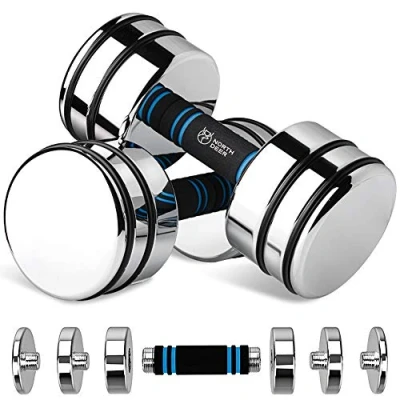 Image of Dumbbell Set 7.5kg Pair (3.5kg/5kg/6kg/7.5kg) Adjustable Ultracompact Steel Dumbbells with Foam Handles Home Gym Workout (2x7.5kg)