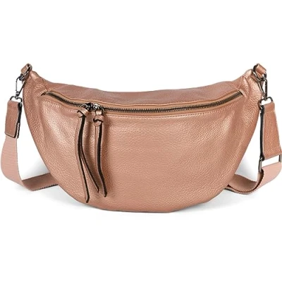 Image of styleBREAKER Women&#039;s Half Moon Crossbody shoulder Bag, detachable adjustable strap, Solid colored handbag 02012386, Colour:Rose Gold