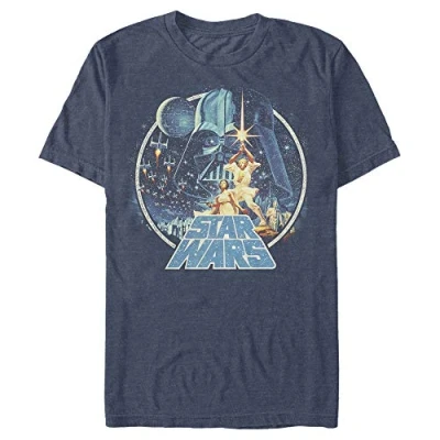 Image of Star Wars Men&#039;s Vintage Victory Short Sleeve T Shirt, Heather Navy, XXXL