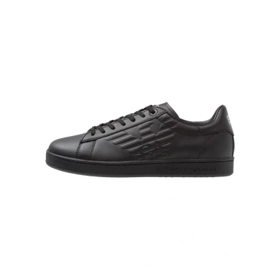 Image of EA7 Emporio Armani Classic Unisex Trainers, Size: 3.5, Triple black Leather