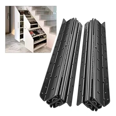 Image of AOLISHENG Bottom Mount Heavy Duty Drawer Runners Under Stairs 400 900mm 120kg Load Capacity Undermount Slides Black Full Extension Ball Bearing Hidden Rails, 1 Pair