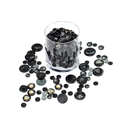 Image of Trimz Assorted Shapes &amp; Sized Buttons 250g, Black