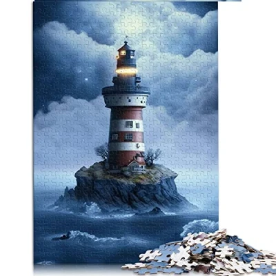 Image of Jigsaw Puzzles 1000 Pieces for Adults Space Light House Cardboard Educational Game Challenge Toy （Size 26x38cm）