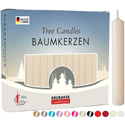 Image of BRUBAKER 200 Pack Tree Candles Wax Christmas Pyramid Champagne
