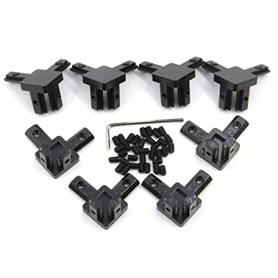 Image of Zeberoxyz 8PCS Black 3 Way End Corner Bracket with Screws for 6mm T Shape 2020 Series Aluminum Extrusion Profile (3 Black)