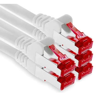 Image of 1aTTack.de 5x 1m CAT6 patch cable S/FTP PIMF shielding CAT.6 RJ45 network Ethernet DSL LAN router switch modem panel white 5 pieces