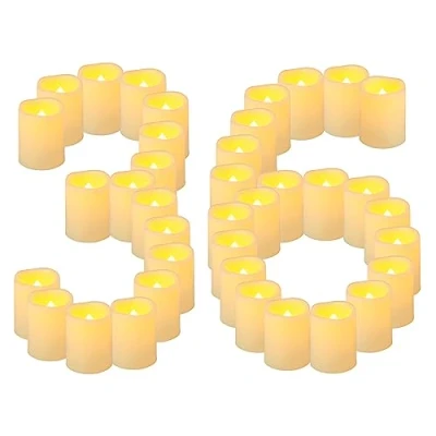 Image of Yakpo 36 Pack 5cm Flameless Flickering Battery Operated LED Votive Candles, Fake Tea Light, Flicker Electric Tealight Candle Bulk for Christmas Halloween Party Wedding Home Decorations