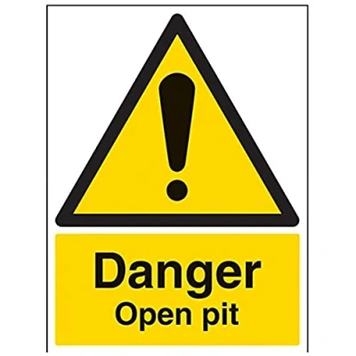 Image of V Safety Danger Open Pit Warning Sign 300mm x 400mm 1mm Rigid Plastic