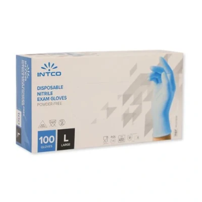 Image of Nitrile Exam Gloves Size L Disposable Box of 100 Powder Free Latex