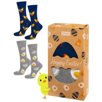 Image of soxo Easter Egg Socks Men Funny Women Gifts Mens Cotton Sock Ladies Gift Men&#039;s Presents 6.5 10.5 Happy Men’s 2 Pairs