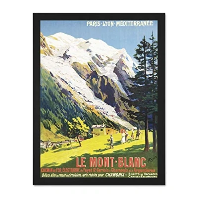 Image of Wee Blue Coo Travel Transport Rail Train Mont Blanc French Alps Railway France Large Framed Art Print Poster Wall Decor 18x24 inch