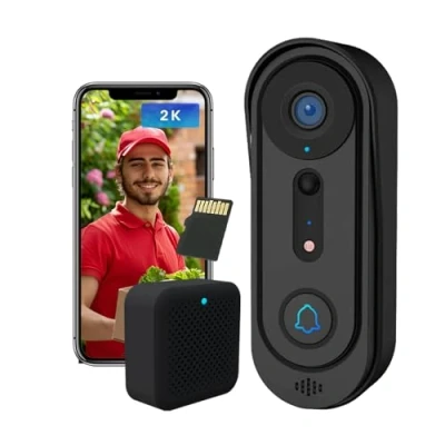 Image of Eaula Videns 2K Doorbell Camera Wireless, WiFi Video with Free Ring Chime, Indoor/Outdoor Surveillance Human Detection, 2 Way Audio, Night Vision, 32 SD Card, Battery Powered, No Monthly Fee