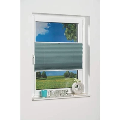 Image of K home &quot;Palma Clamp Mounting Plissee Blackout Blind Petrol Blue, Fabric, petrol, 100 x 130 cm