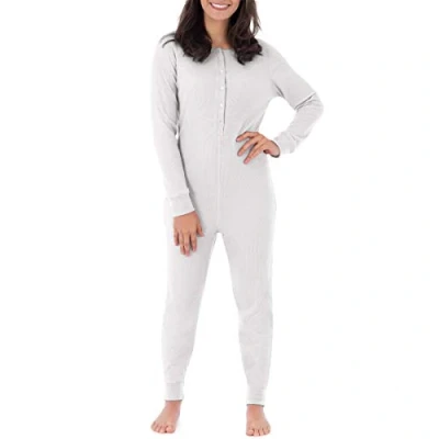 Image of Fruit of the Loom Women&#039;s Micro Waffle Premium Thermal Union Suit Pajama Bottom, White, XS S