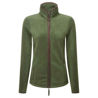 Image of Premier Womens/Ladies Artisan Contrast Trim Fleece Jacket (Moss Green/Brown) Size Small
