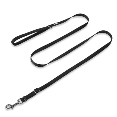 Image of Hyhug Pets Upgraded Adjustable Between 4 Feet and 6 Lead with Sturdy Nylon Super Soft Neoprene Handle for Small Dogs Daily Use Walking Training. (Small, Obsidian Black)