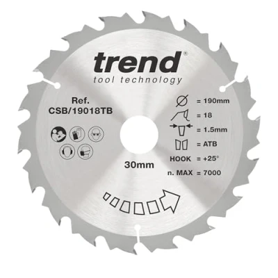 Image of Trend Wood Cordless Circular Saw Blade 190mm x 30mm 18T