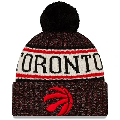 Image of New Era Unisex Adult NBA Official Sport Knit Sideline Cuffed Pom Beanie Hat, Toronto Raptors, One size