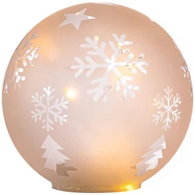 Image of WeRChristmas Frosted Glass Christmas Table Lamp, White, 15cm
