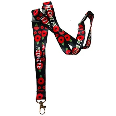 Image of 20mm Poppy Midwife Lanyard with 3 Point Safety Breakaway