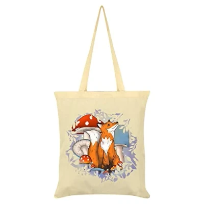 Image of Grindstore Foraging Familiars Fox Tote Bag Cream 38x42cm
