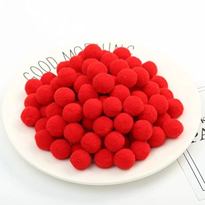 Image of 100Pcs Pom Poms Ball Fluffy Assorted Balls for DIY Creative Crafts Decorations (3cm red)