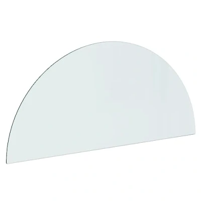 Image of vidaXL Fireplace Glass Plate Half Round Transparent Tempered Floor Protector for Laminate and Parquet Flooring, 1200x500 mm Heat Resistant &amp; High Load Capacity