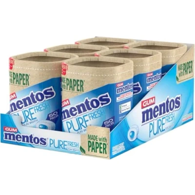 Image of Mentos Pure Fresh Freshmint Flavour, Sugar Free Chewing Gum With Xylitol 6 x 50 Pieces