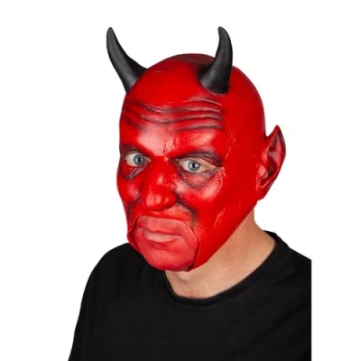 Image of Wicked Costumes Adult Halloween Red Devil Mask with Open Mouth