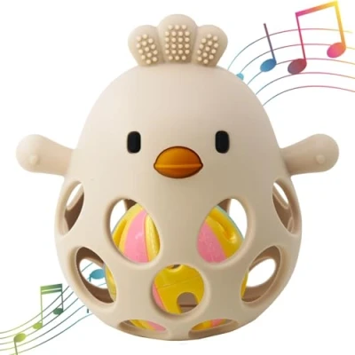 Image of Bambebe Baby Teething Rattle Toy, Upgraded Easy Grasp Silicone Ball Toy for Babies Over 3 Months, New Infant Teether Mitten Glove Prevents Finger Sucking