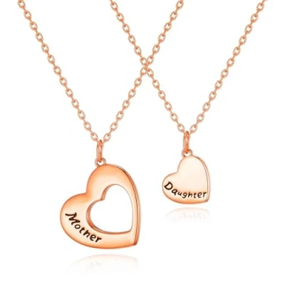 Image of Philip Jones Rose Gold Plated Mother and Daughter Necklace Set