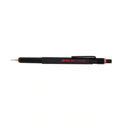 Image of rOtring 800+ Mechanical Pencil and Touchscreen Stylus Twist to Retract HB 0.5 mm Propelling Black Metal Barrel
