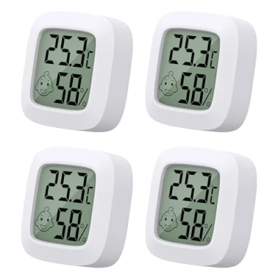 Image of 4 Pack Room Thermometer, Indoor Thermometer Hygrometer Digital Humidity Gauge with Temperature Monitor for House, Office, Greenhouse, Home, Garden
