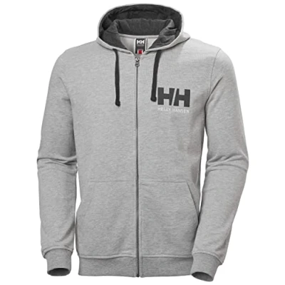 Image of Helly Hansen Mens HH Logo Full Zip Hoodie, S, Grey Melange