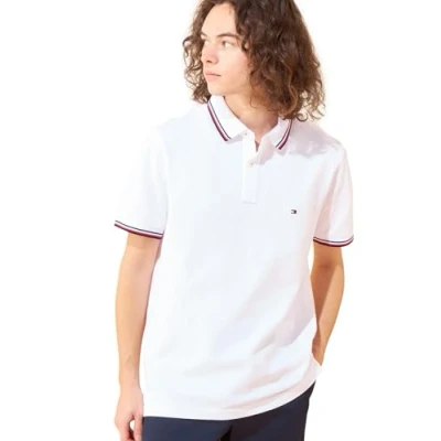 Image of Tommy Hilfiger Tipped SLIM FIT Polo shirt, Men&#039;s, Size: XS, White